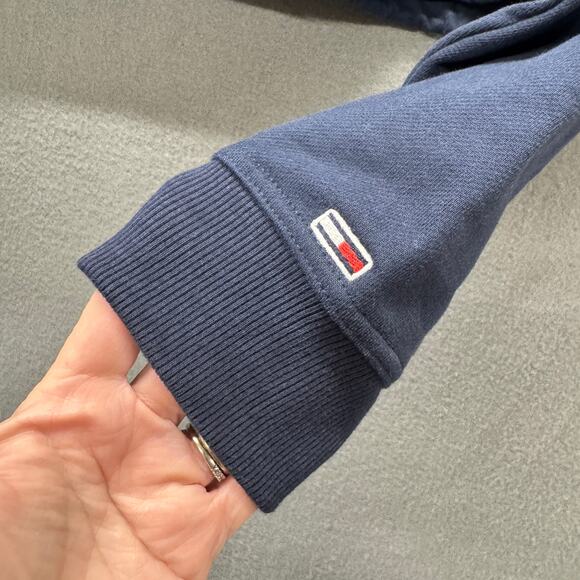 Tommy Hilfiger Hoodie Womens Large Blue 1/2 Zip Cropped Pullover Tommy Jeans NEW - Picture 7 of 10